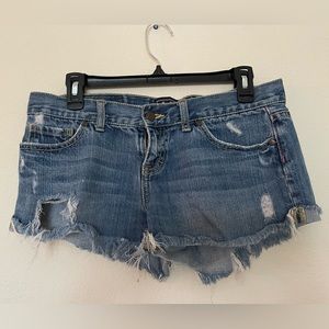PINK brand jean shorts, frayed.
